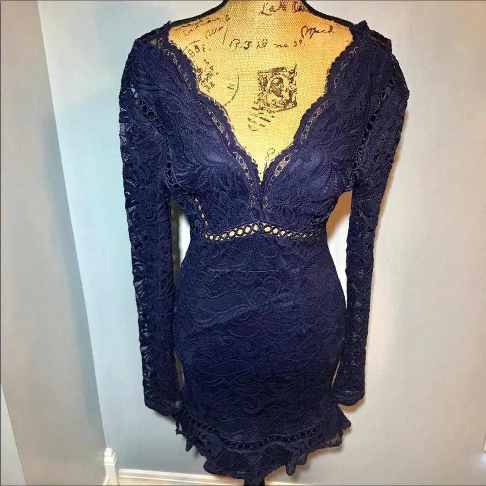 Hello Molly Medium long Sleeve navy blue dress